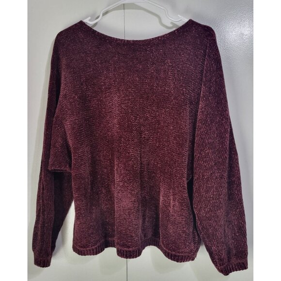 A NEW DAY Women's LG Chenille Burgundy Wine Boat Neck Pullover Sweater Holiday - Picture 1 of 8